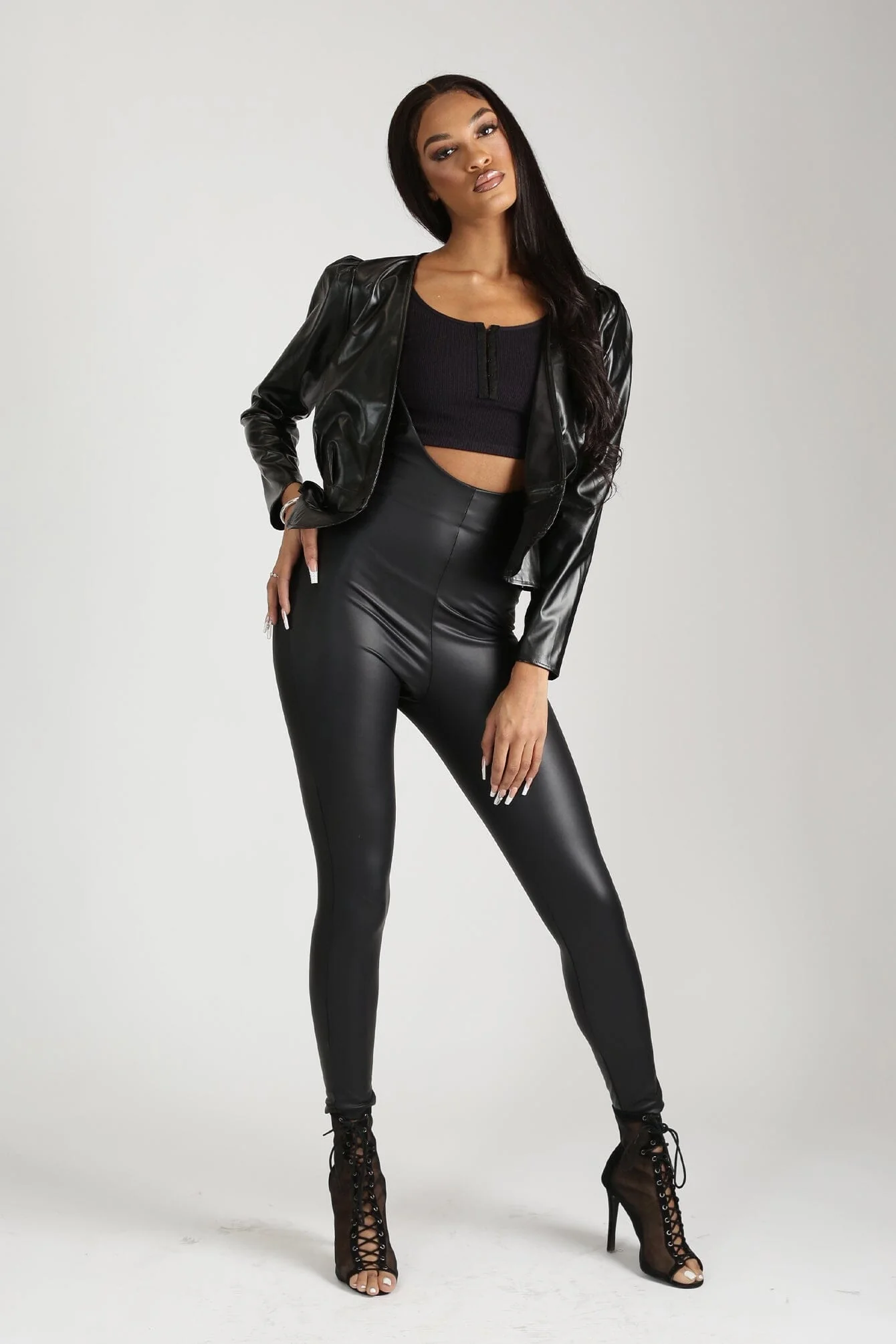 From Paris With Love Faux Leather Ruffle Bottom Jacket - Image 5
