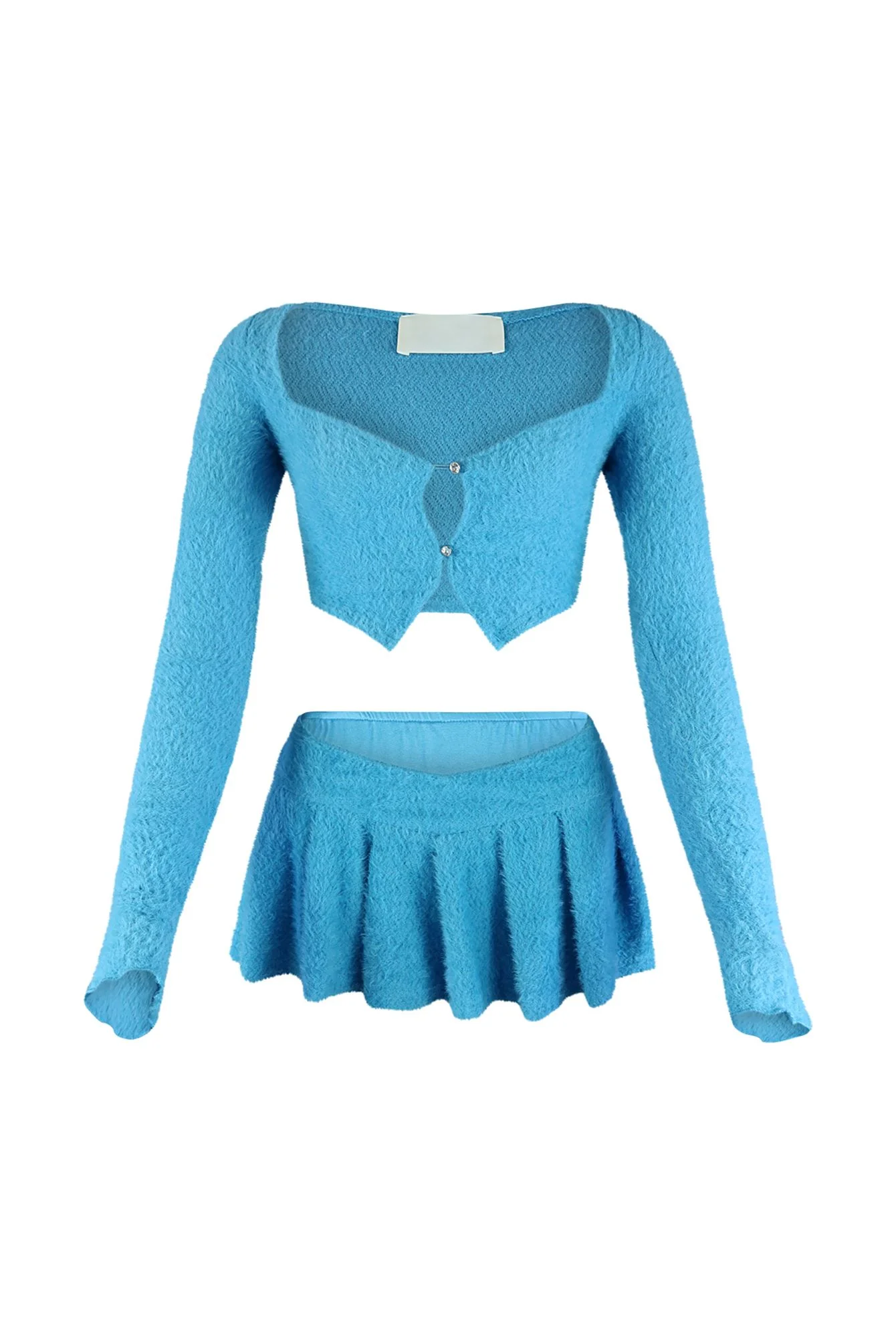 As Time Goes Fuzzy Cardigan Top & Skirt SET - Image 11