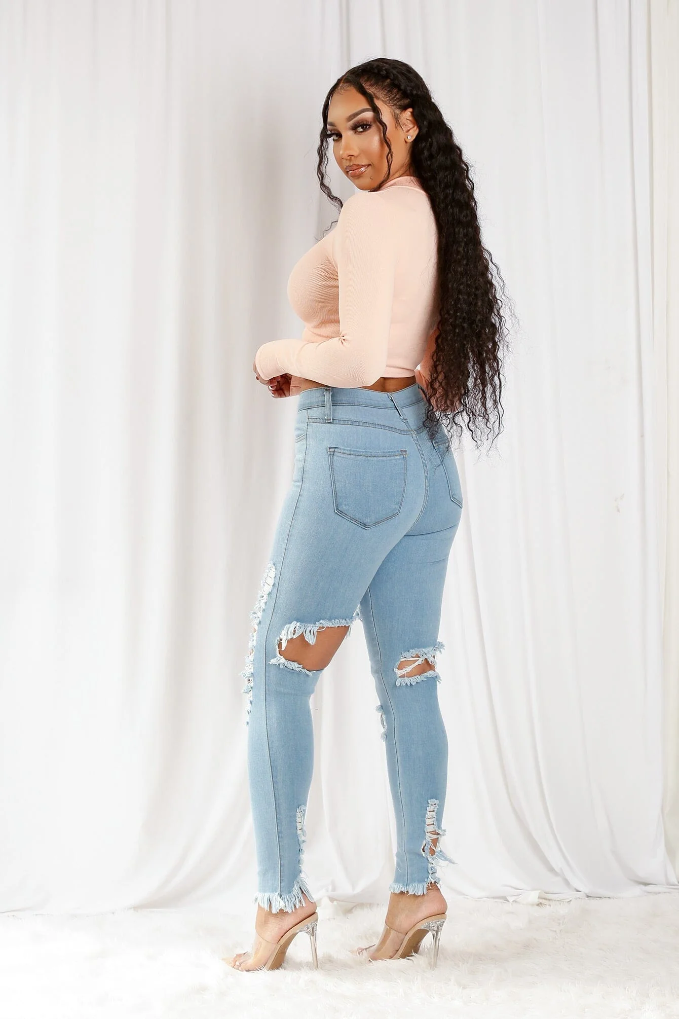 Muse Front And Back Distressed Skinny Jeans - Image 5